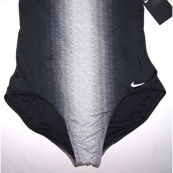 Nike Women Sz M Swimsuit Swimwear Fade Sting 1-Piece Black Wht NESS8300-001 $94 - Picture 6 of 7